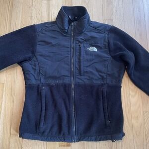 North Face Sweater Women M Black Full Zip Pocket Denali Fleece Coat Polartec